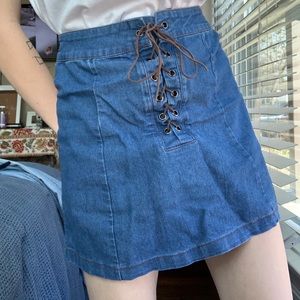 denim laced skirt